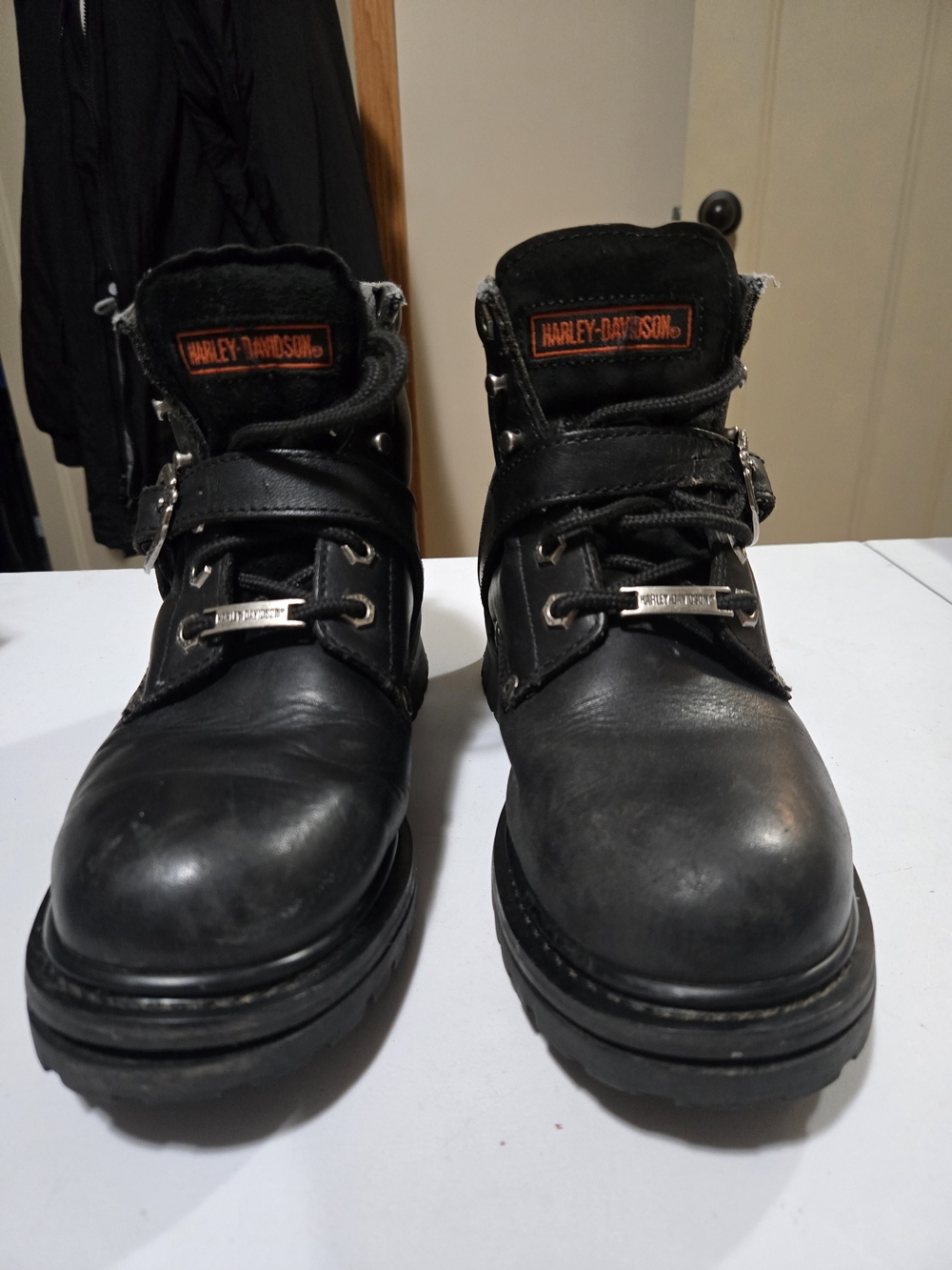 Harley-Davidson Black Leather Lace & Buckle Motorcycle Boots